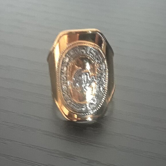 Vintage Gold Ring With Silver Accents - Picture 5 of 12